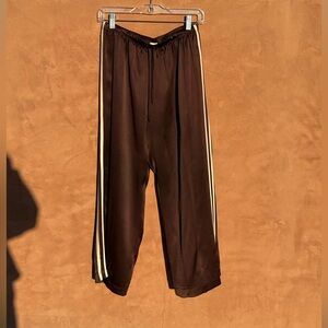 DONNI. The Silk Stripe Crop Pant 🤎Espresso with Cream Stripes